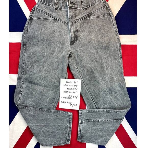 Vintage SUNSET BLUES (28x25) Acid Wash Mom Jeans 80s High Rise Bare Back USA - Picture 4 of 6